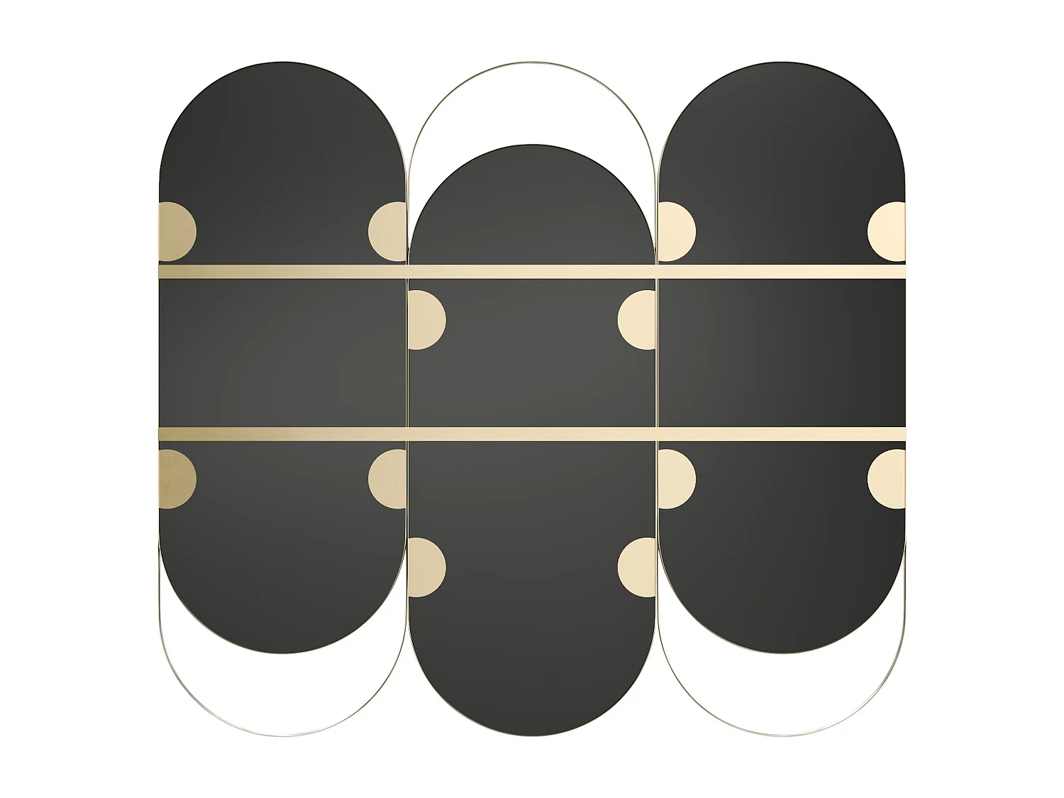 Art deco metal triptych mirror - L76 x H69.5 cm - Gold - JICHIMI
