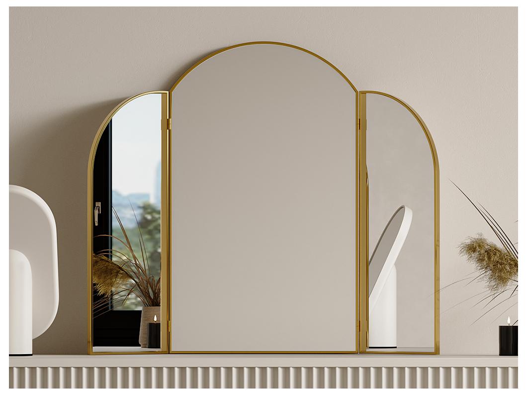 Espejo de barbero de metal dorado - L. 85 x Alt. 70.5 cm - Dorado - QIANA