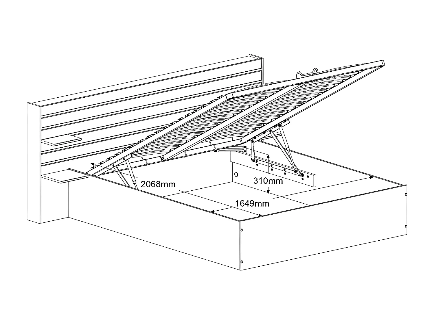 Lit coffre 160 x 200 cm avec rangements - Coloris : Naturel - TENALIA III