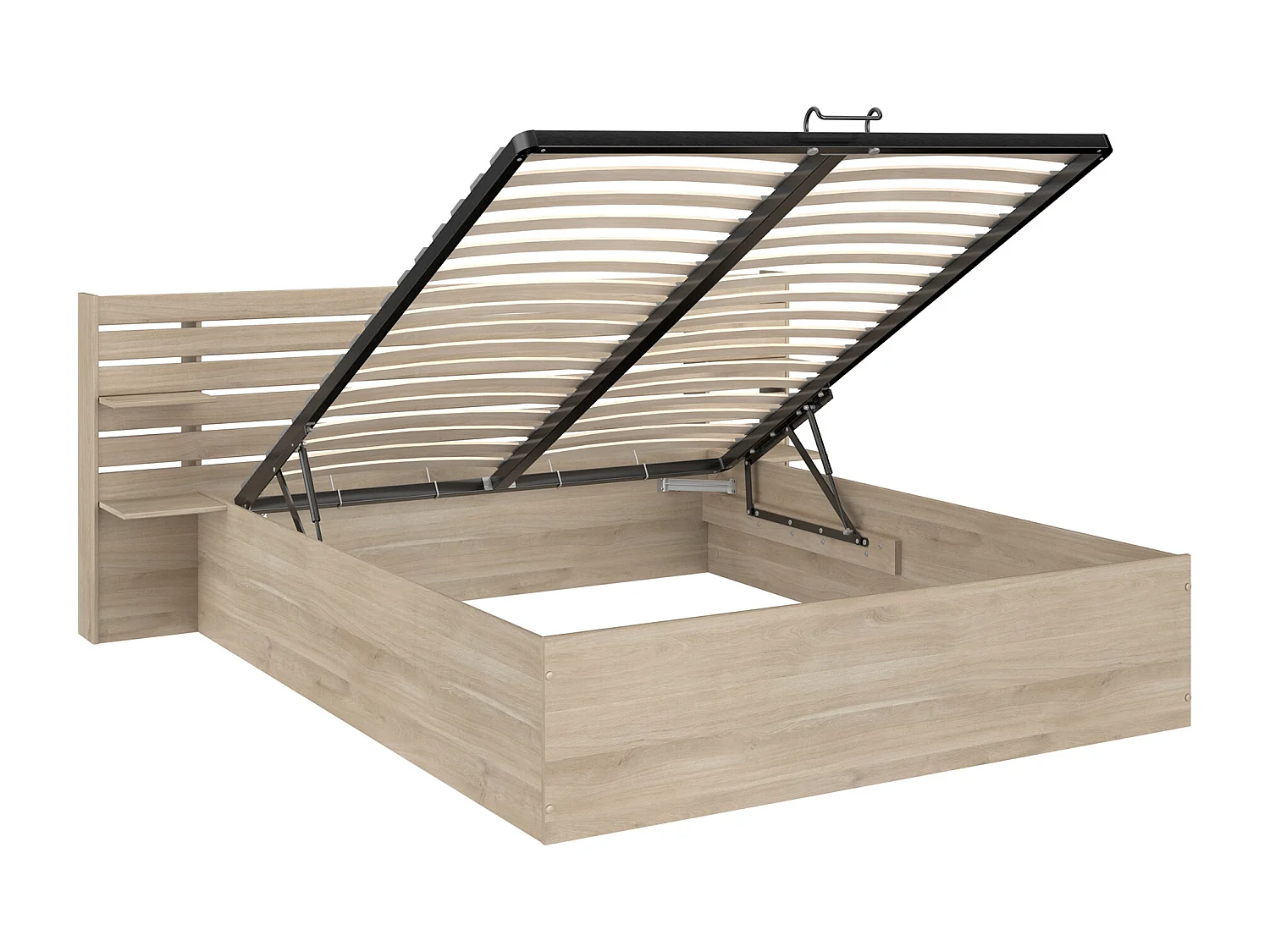 Lit coffre 160 x 200 cm avec rangements - Coloris : Naturel - TENALIA III