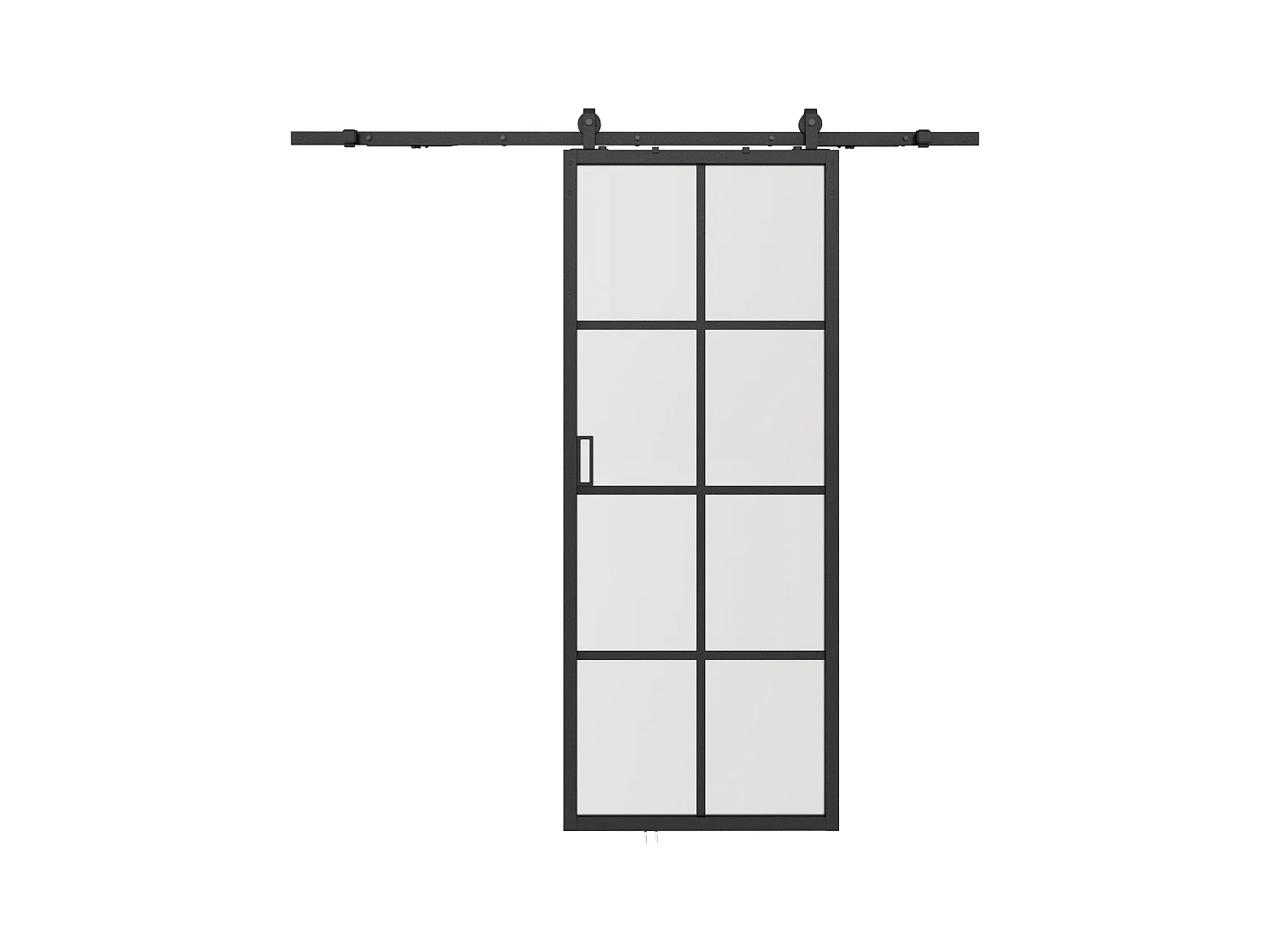 Schiebetür mit Laufschienensystem - Aluminium & Sicherheitsglas - 205 x 63 cm - WILDEN II
