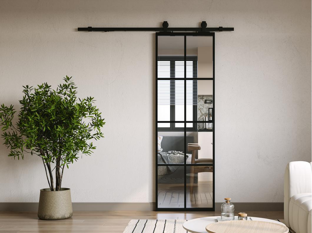 Puerta corredera - aluminio y vidrio templado - Alt. 205 x Ancho 63 cm - WILDEN II