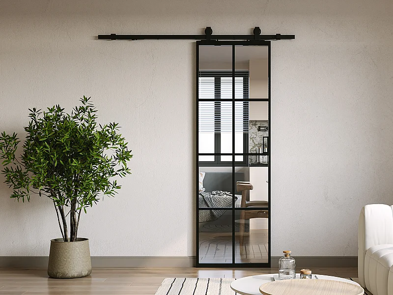 Skyvedør i aluminium og herdet glass med utenpåliggende system 205 × 93 cm WILDEN II
