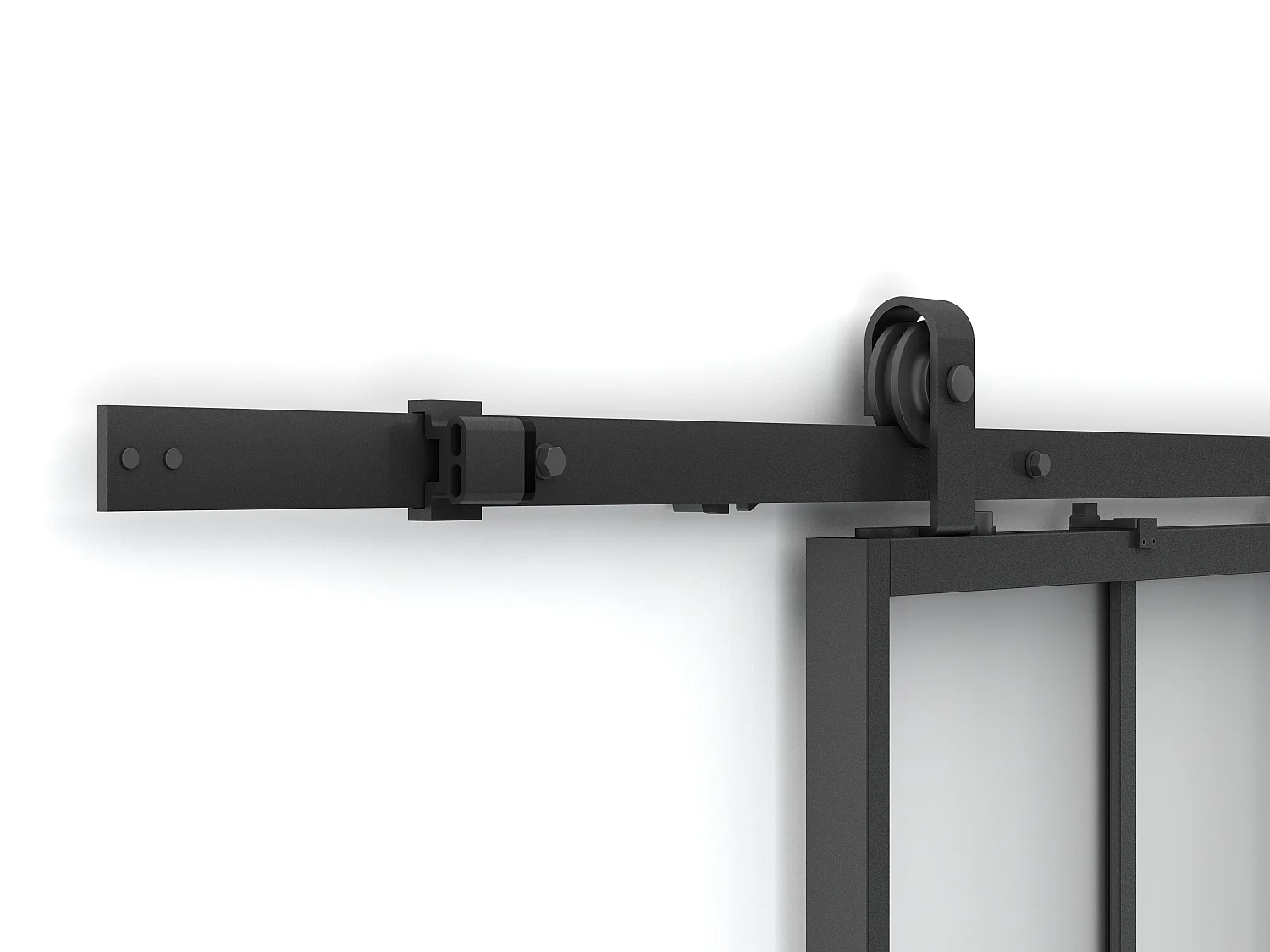 Schiebetür mit Laufschienensystem - Aluminium & Sicherheitsglas mattiert - 205 x 83 cm - WILDEN II