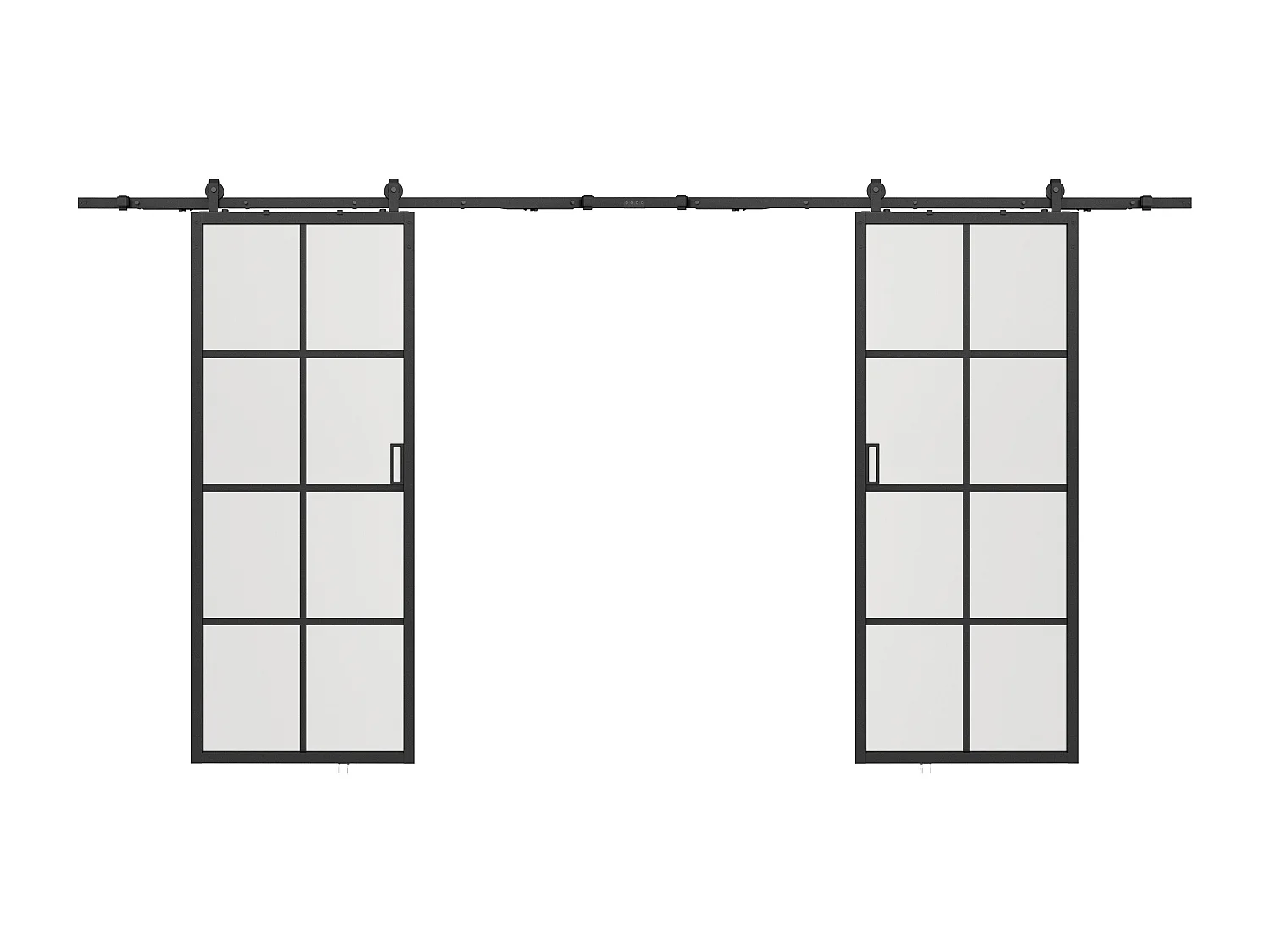 Dobbel skyvedør i aluminium og frostet glass med utenpåliggende system 2 × 205 × 93 cm WILDEN II