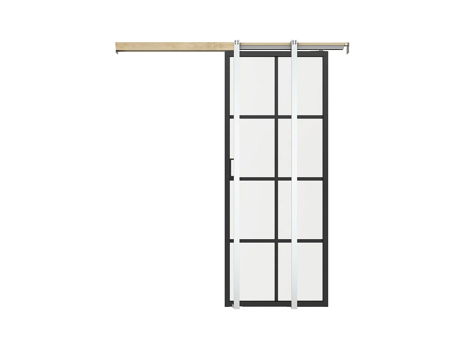 Porte coulissante avec système à galandage en aluminium et verre trempé dépoli - H205 x L83 cm - WILDEN II