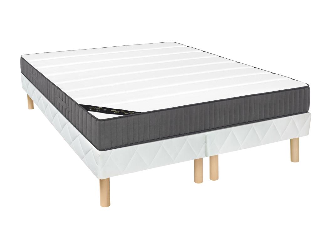 Ensemble 200 x 200 cm sommier + matelas hybride ressorts ensachés 7 zones et mousse haute résilience ép.26cm - AUDACE de PALACIO
