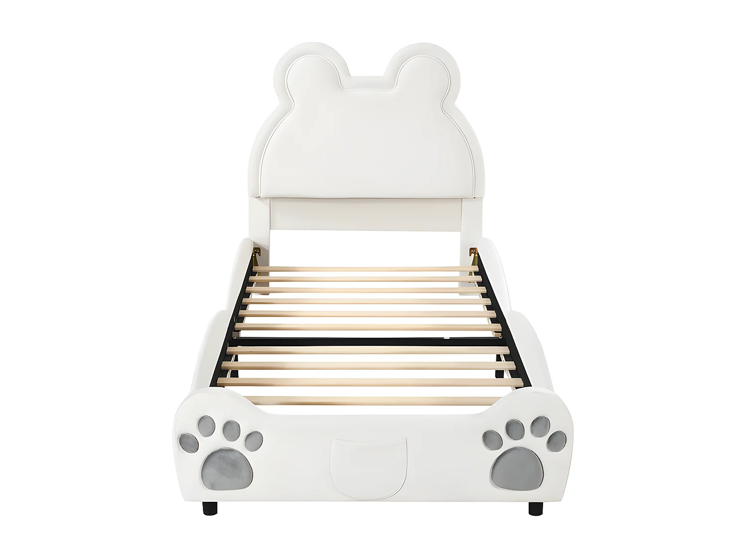 Cama infantil 90 x 200 cm - forma de oso - tejido de terciopelo - Beige