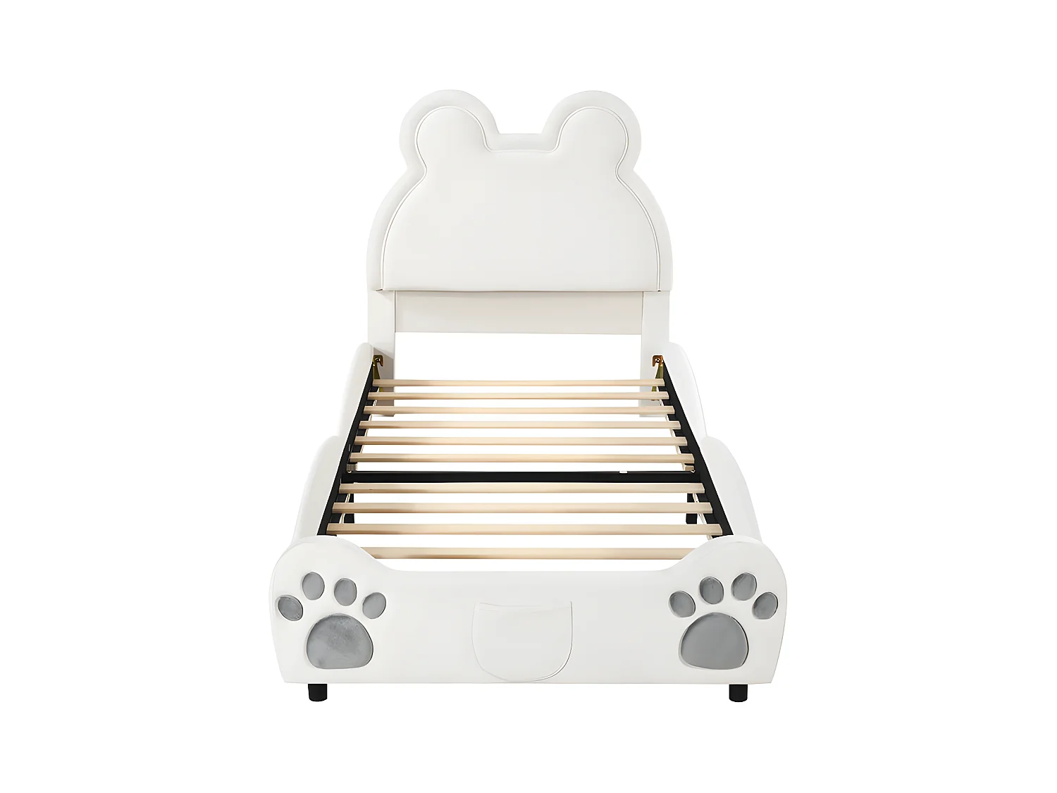 Kinderbed 90 x 200 cm - beervorm - fluwelen stof - Beige