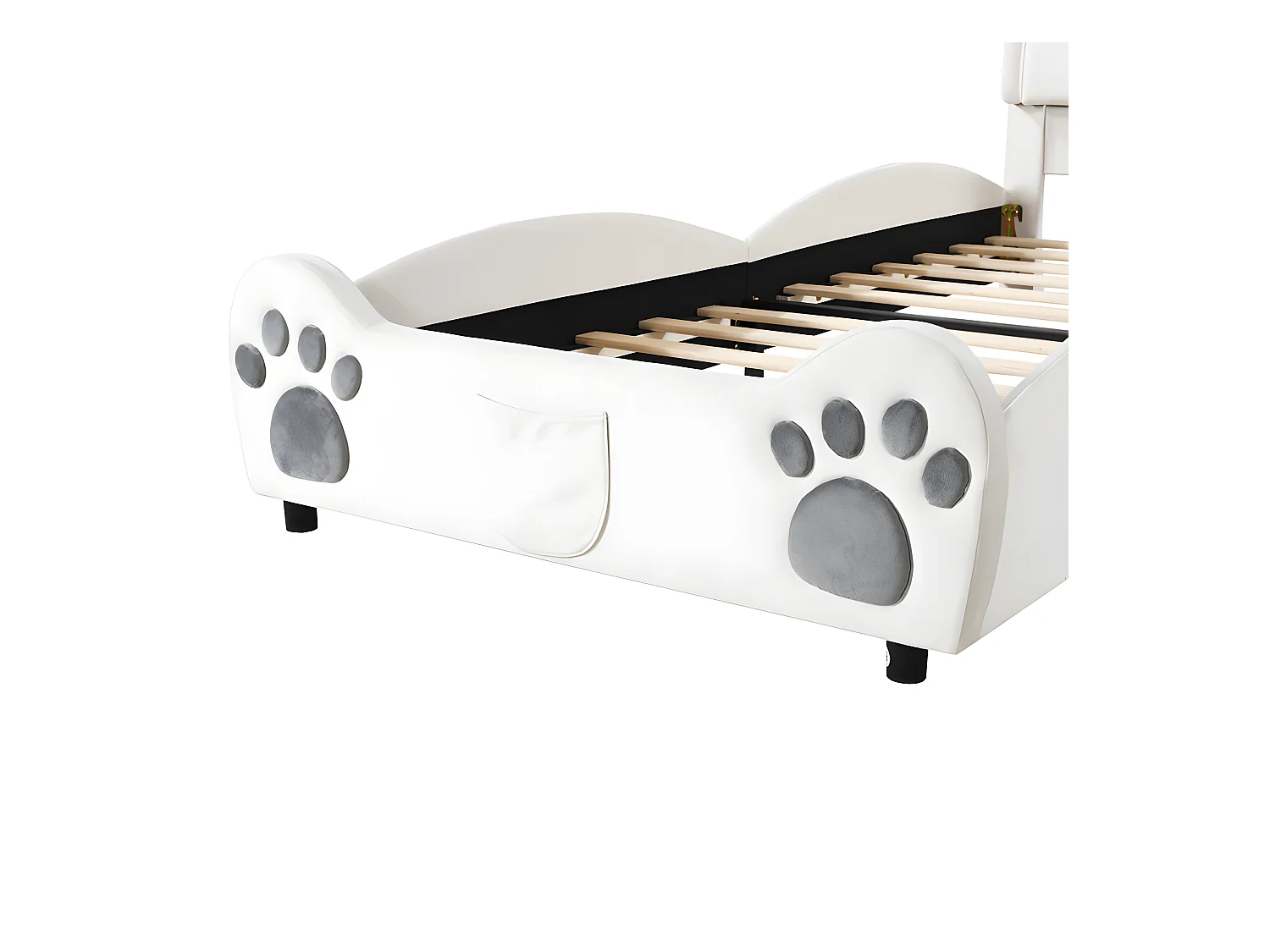 Kinderbed 90 x 200 cm - beervorm - fluwelen stof - Beige