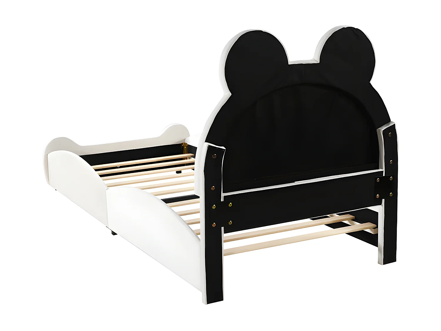 Kinderbed 90 x 200 cm - beervorm - fluwelen stof - Beige