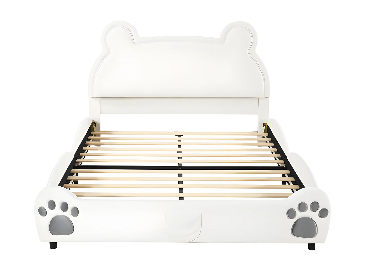 Lit enfant 140 x 200 cm - en forme d'ours - tissu en velours - Beige