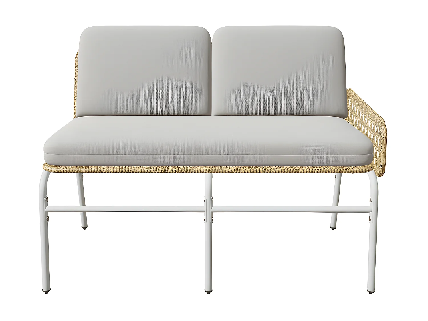 4 tot 5 zits tuinhoekbank - in metaal en PE rotan - salontafel met blad van gehard glas - Lichtgrijs