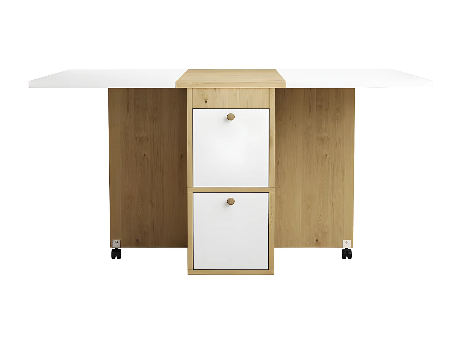 Ensemble table à manger avec 4 chaises - table pliante avec 2 tiroirs 140*80*75cm - en panneaux de particules - Blanc & Doré