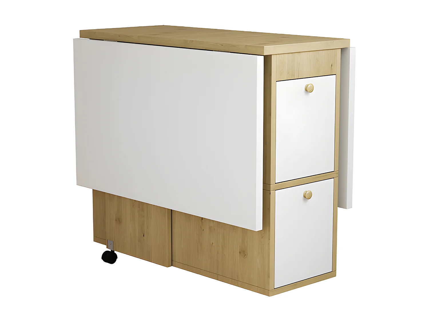 Ensemble table à manger avec 4 chaises - table pliante avec 2 tiroirs 140*80*75cm - en panneaux de particules - Blanc & Doré