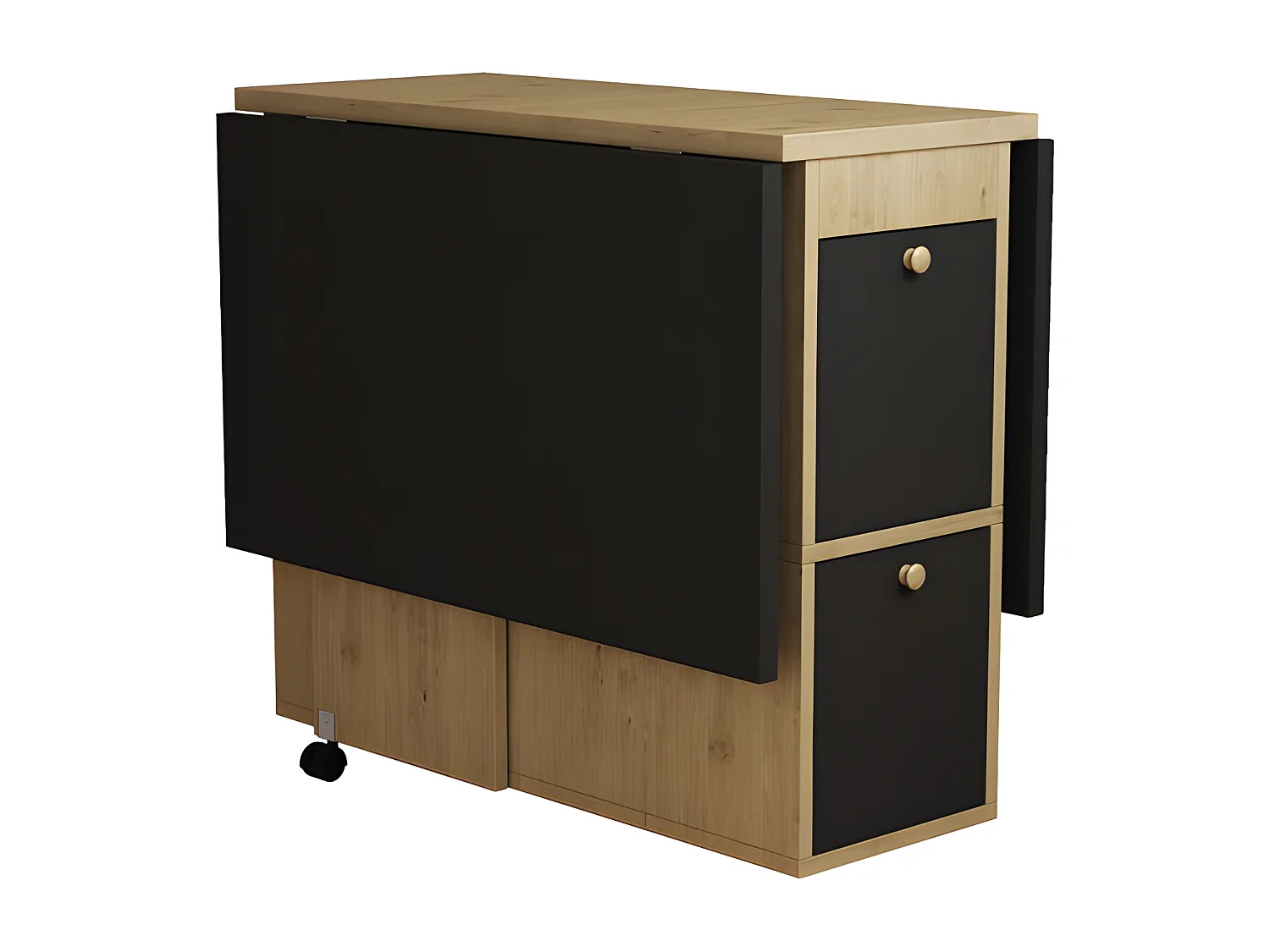 Ensemble table à manger avec 4 chaises - table pliante avec 2 tiroirs 140*80*75cm - en panneaux de particules - Noir & Doré