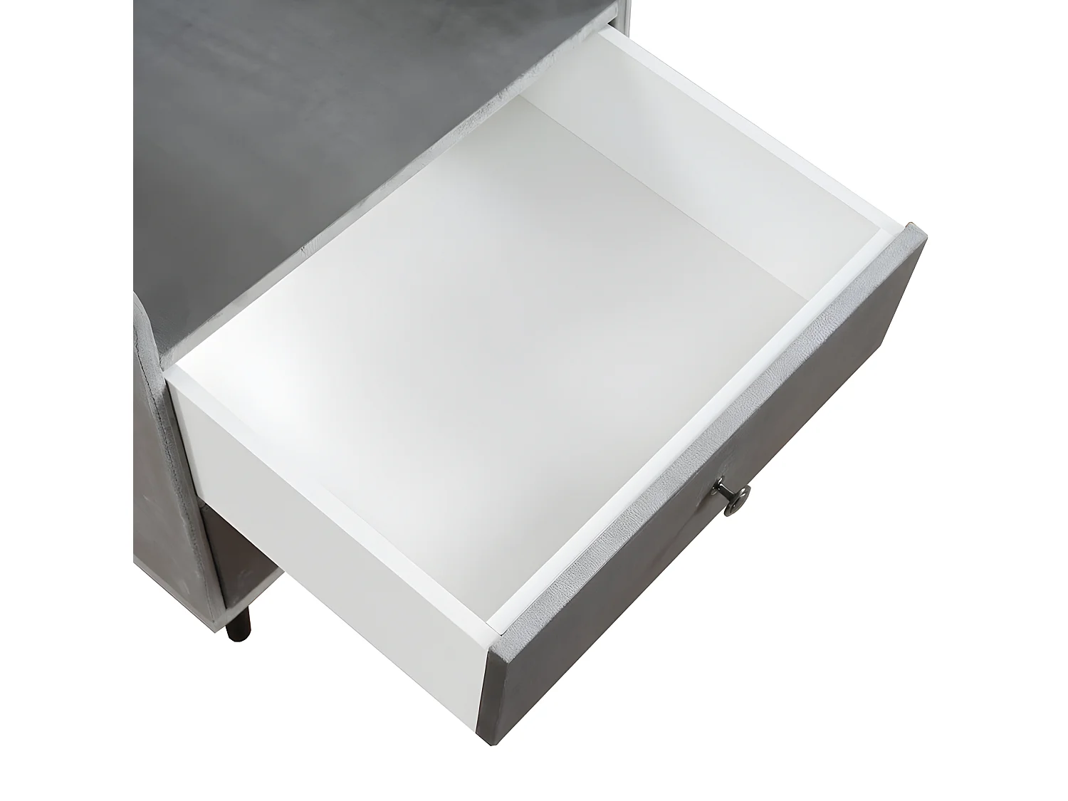 Table de chevet tapissée en velours - avec 2 tiroirs - Gris