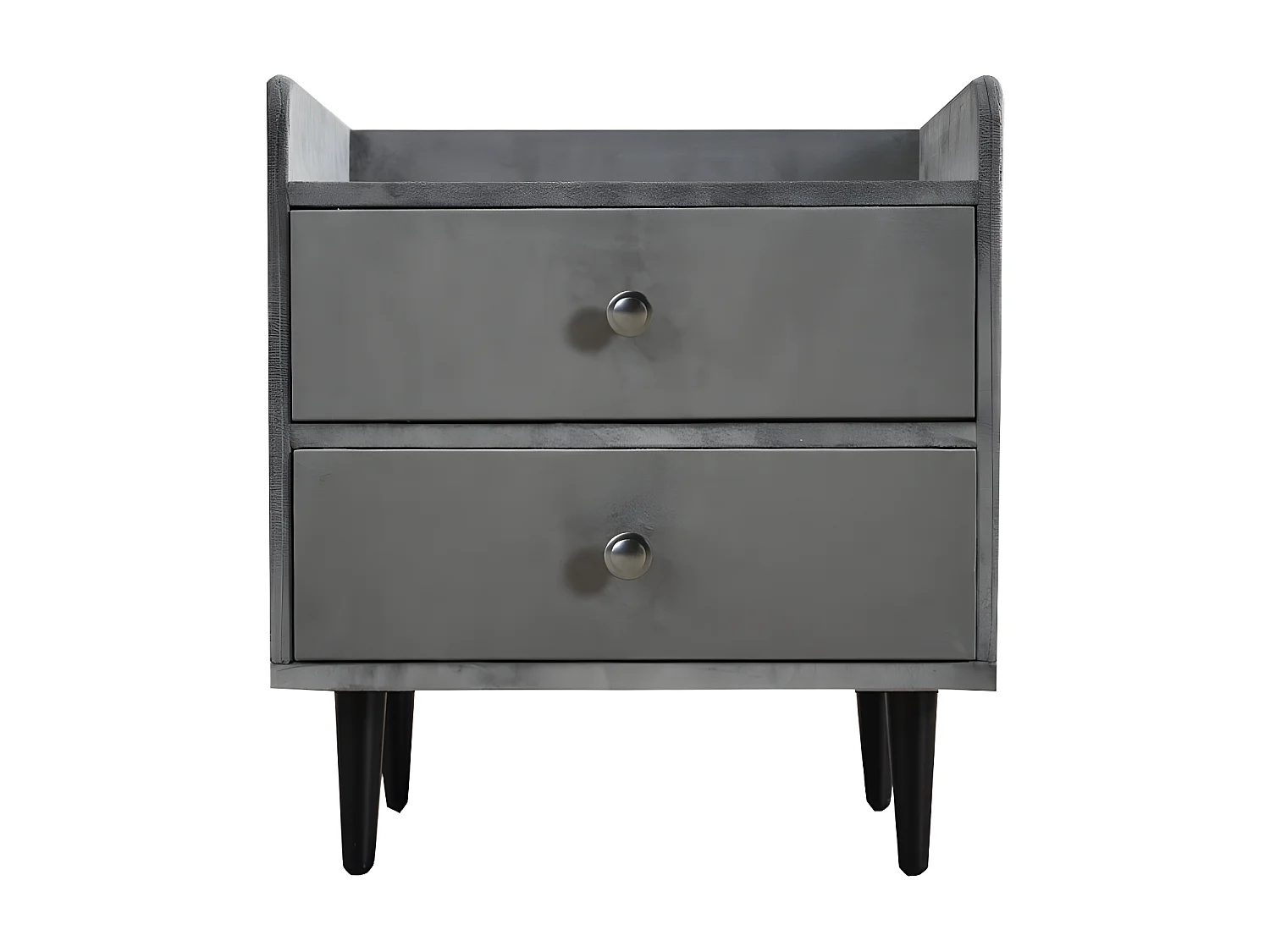 Table de chevet tapissée en velours - avec 2 tiroirs - Gris