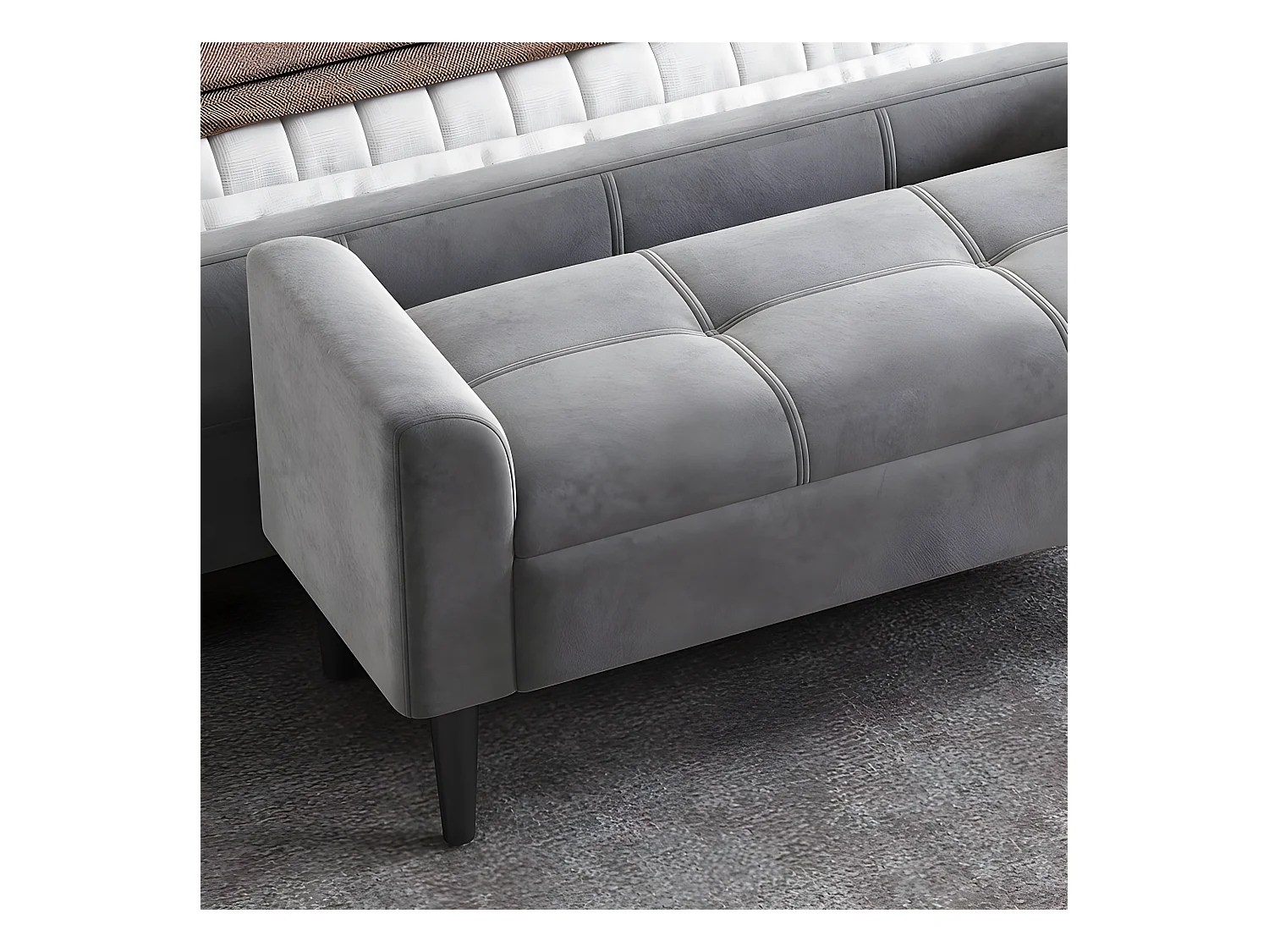Fluwelen gestoffeerde bank - grijs