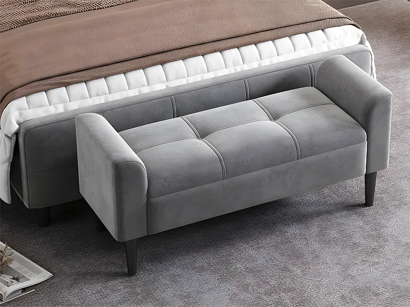 Banc rembourré en velours - ​​Gris