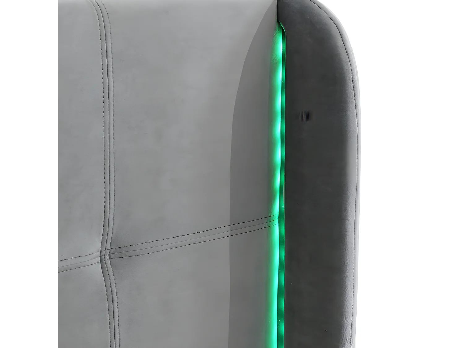 Fluweel gestoffeerd tweepersoonsbed - 140x200 cm - met LED-lichtstrip in 16 kleuren - in hoogte verstelbaar hoofdeinde - Grijs