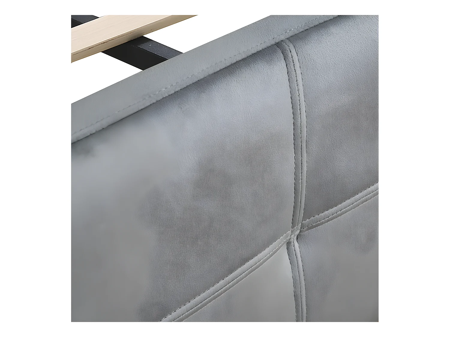 Fluweel gestoffeerd tweepersoonsbed - 140x200 cm - met LED-lichtstrip in 16 kleuren - in hoogte verstelbaar hoofdeinde - Grijs