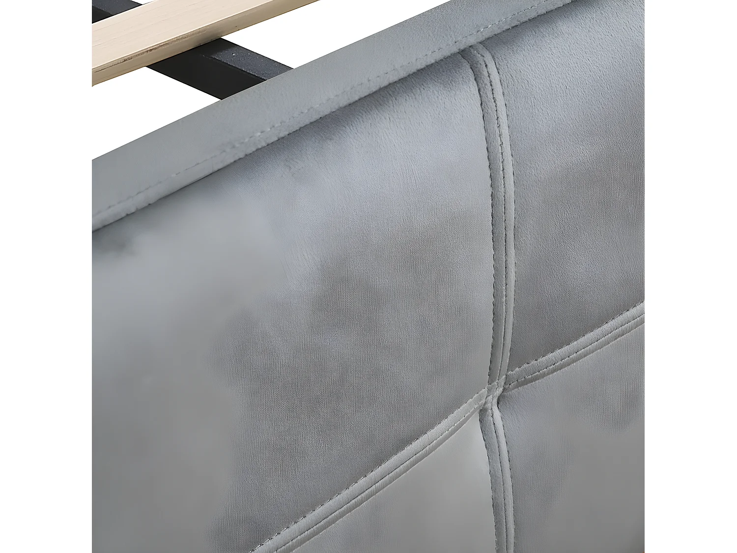 Lit double capitonné en velours - 140x200 cm - avec bande lumineuse LED en 16 couleurs - tête de lit réglable en hauteur - Gris