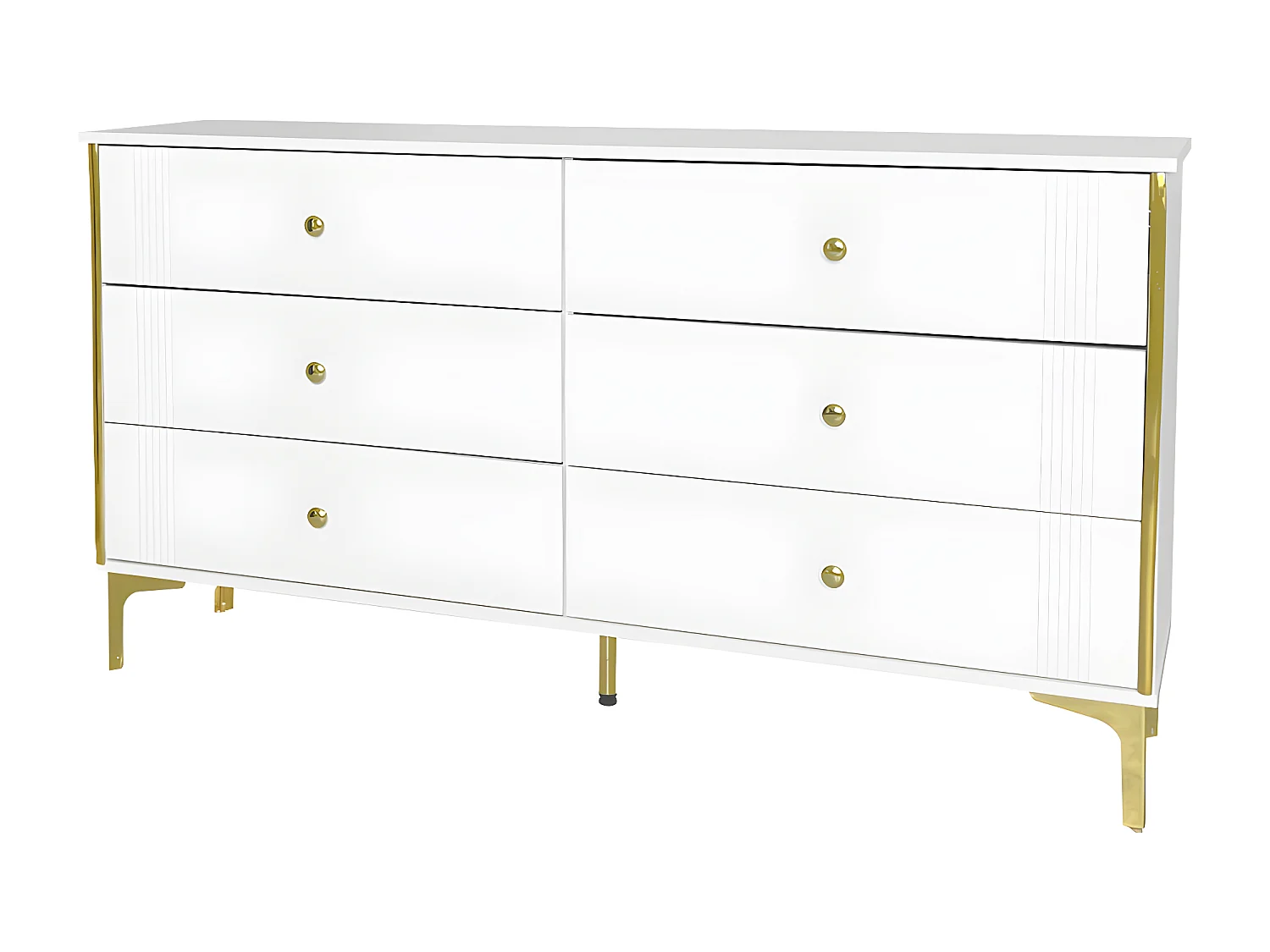 Laag dressoir - 6 lades - spaanplaat - Wit