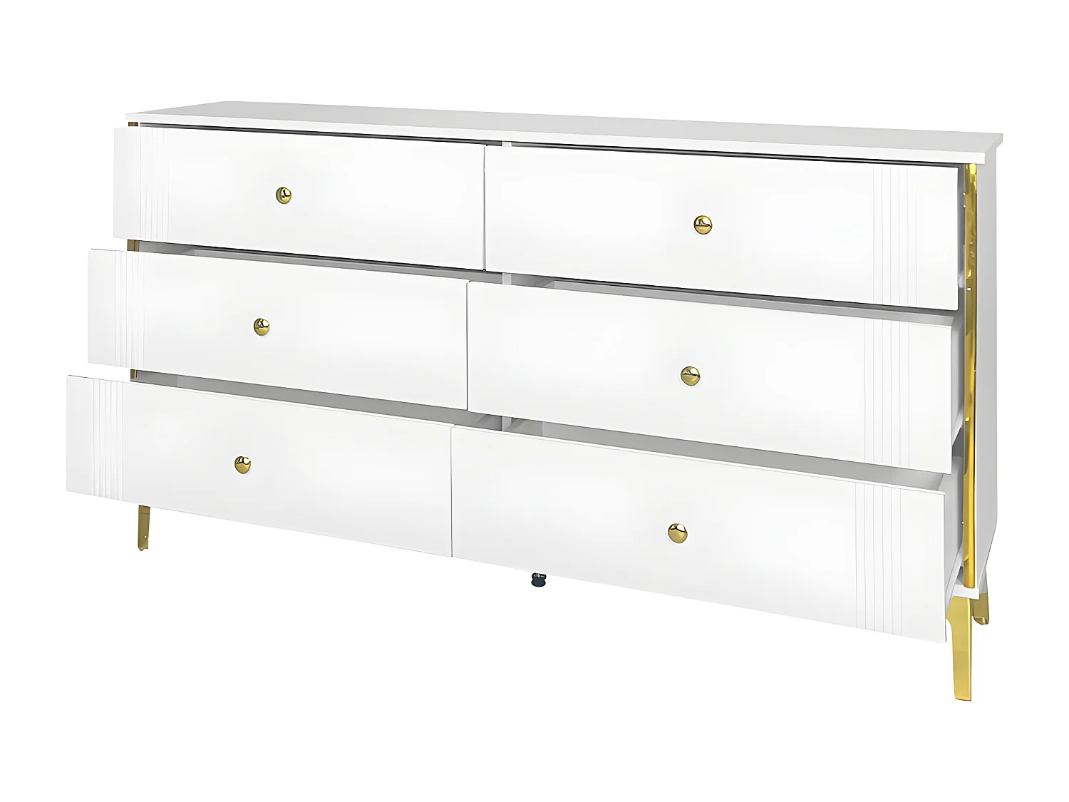 Laag dressoir - 6 lades - spaanplaat - Wit