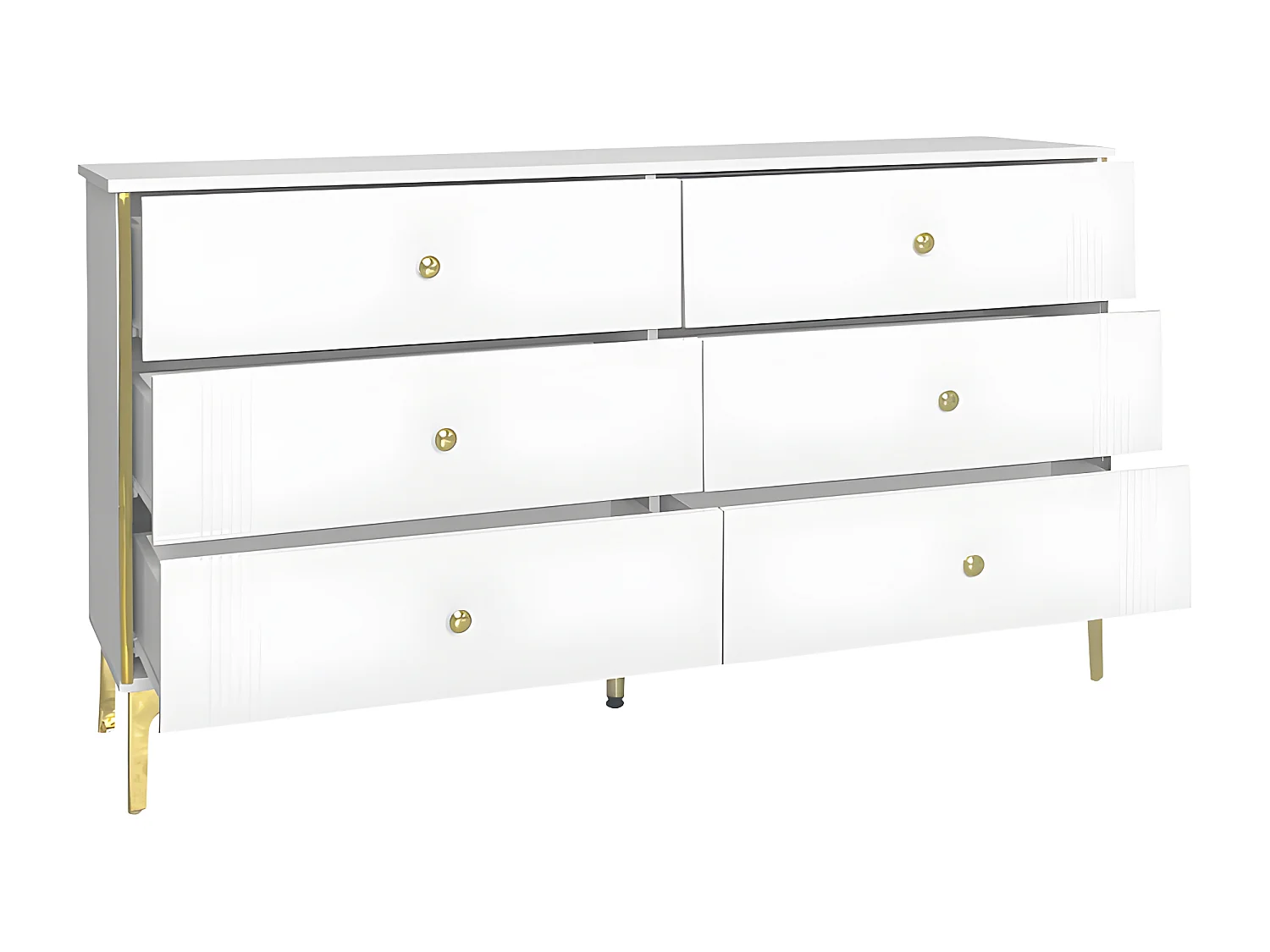 Laag dressoir - 6 lades - spaanplaat - Wit