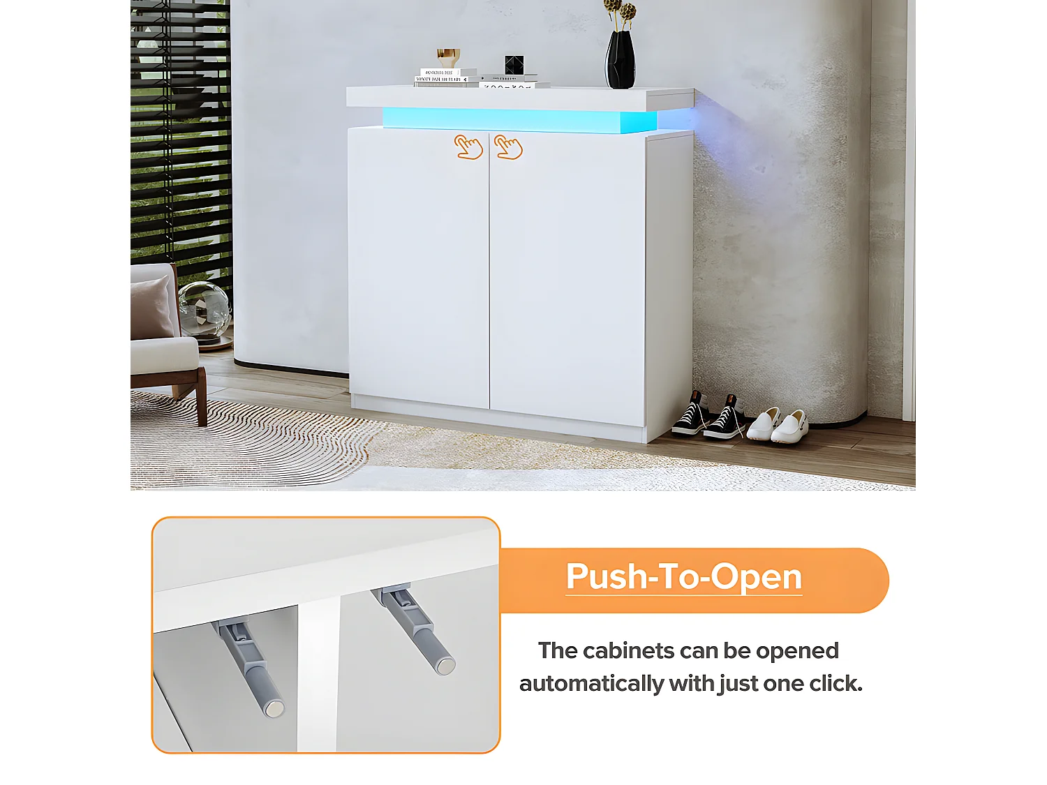 Dressoir met LED-verlichting - 2 deuren met verstelbare planken - Wit