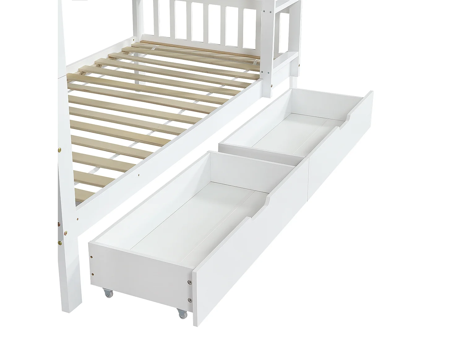 Houten stapelbed - 90x200 cm - met 2 lades en planken - Wit