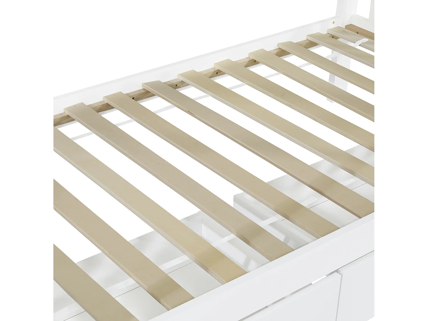 Houten stapelbed - 90x200 cm - met 2 lades en planken - Wit