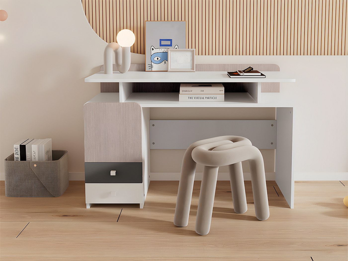 bureau computertafel kastje met lades kantoortafel werktafel 2 kleuren