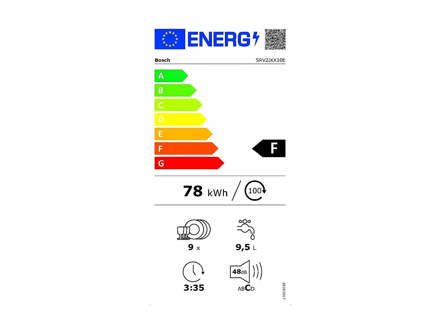 Lave-vaisselle encastrable BOSCH 9 Couverts 44.8cm F, SPI 2 IKS 10 E