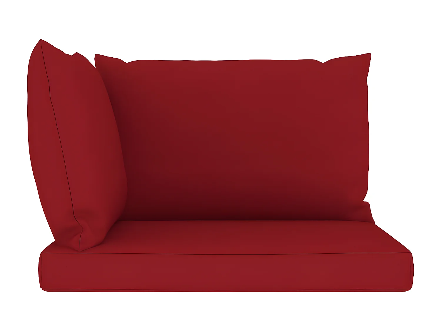 Sofá de paletes p/ jardim 2 lugares com almofadões tinto pinho