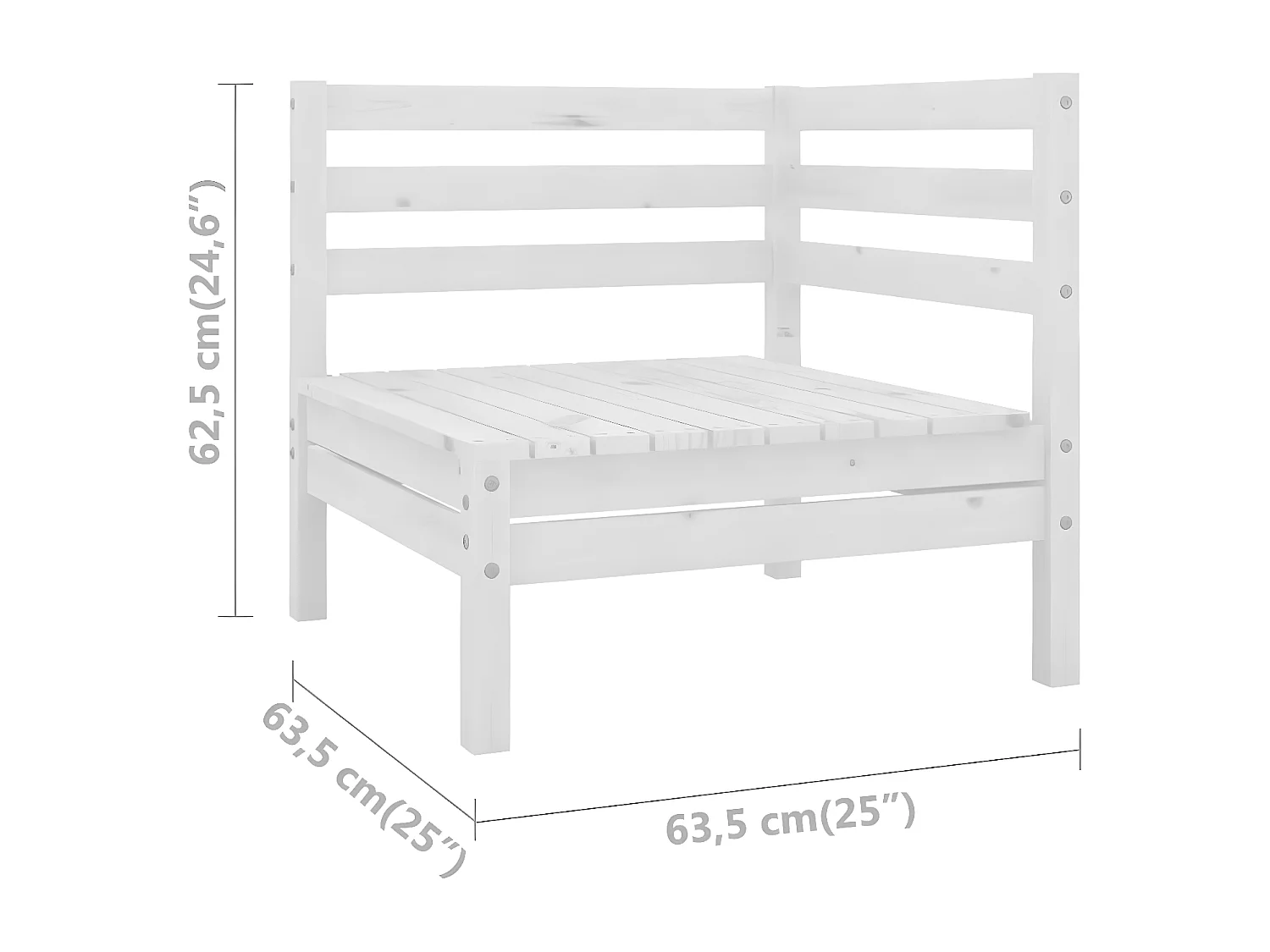 Canapé d'angle de jardin Blanc Bois de pin massif