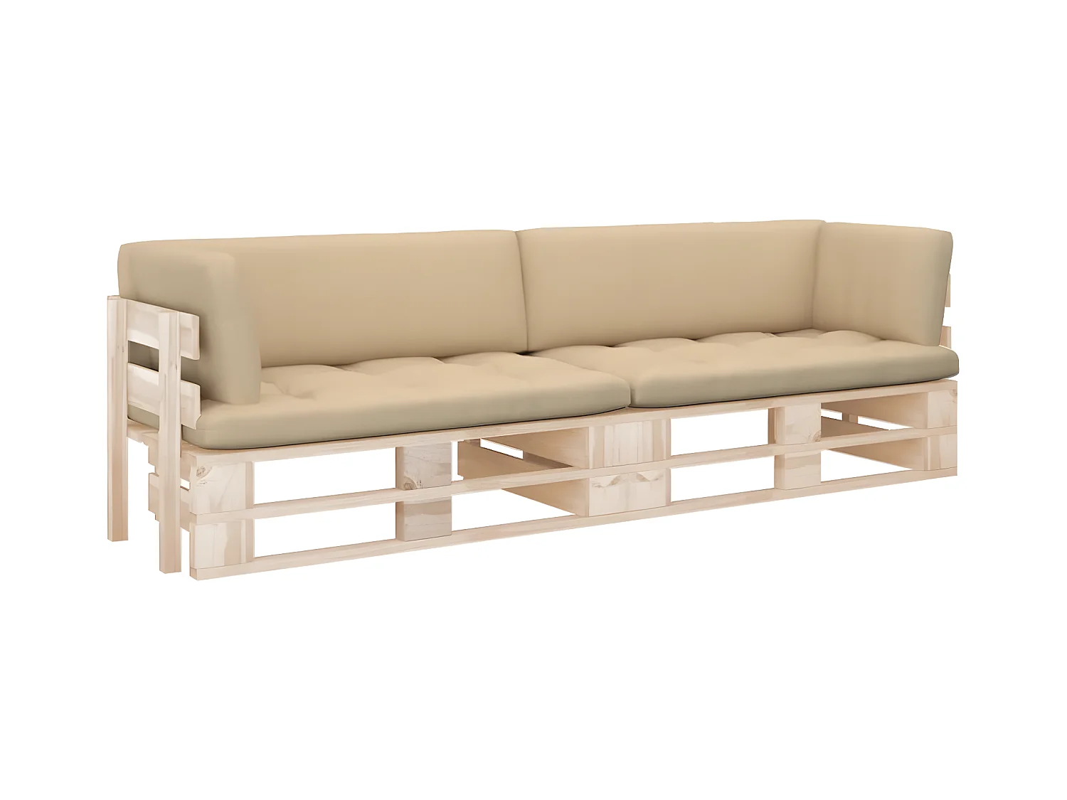 Tweezitsbank pallet met kussens geïmpregneerd grenenhout