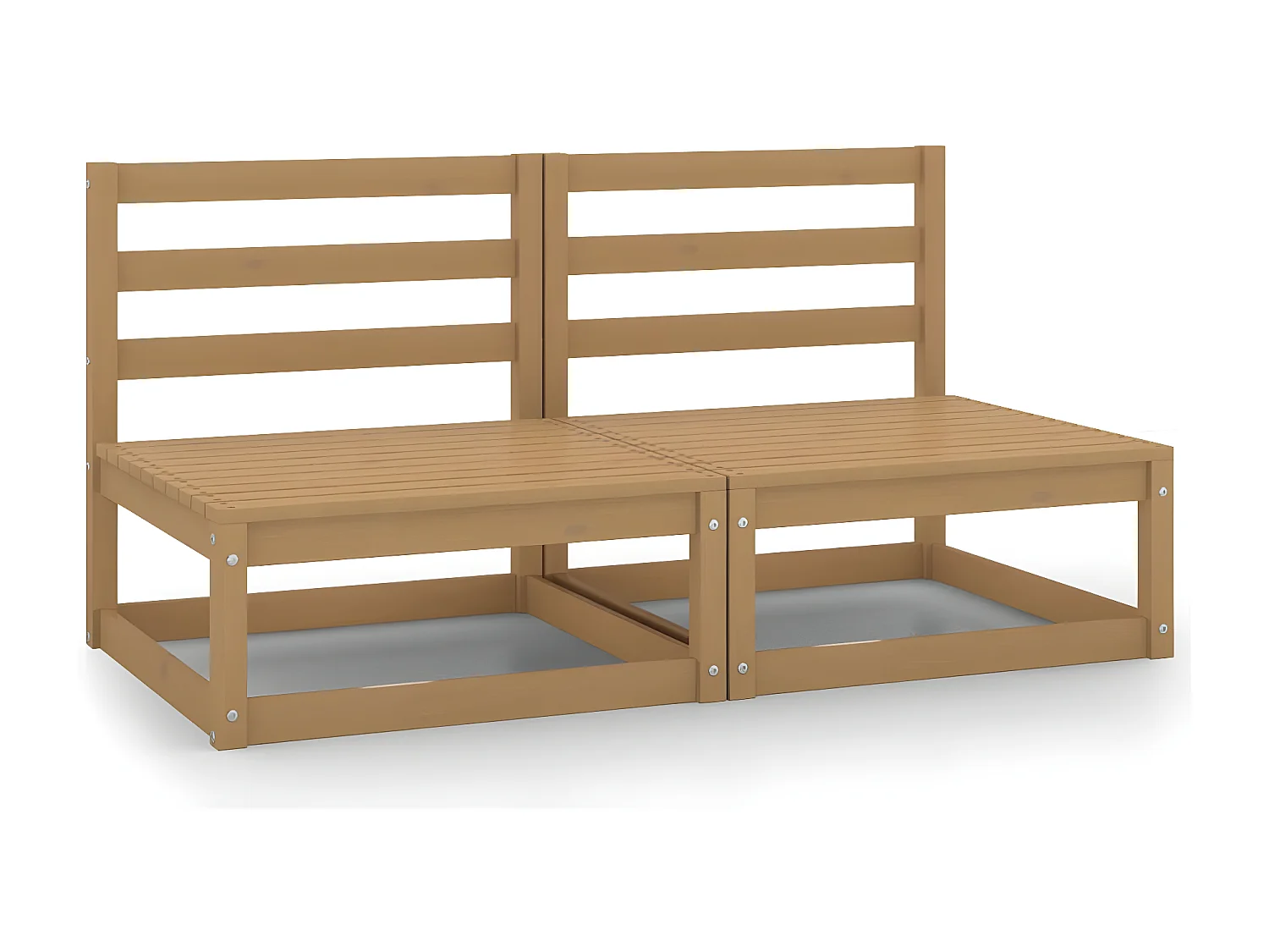 Canapés centraux de jardin 2 pièces Marron miel Bois de pin massif