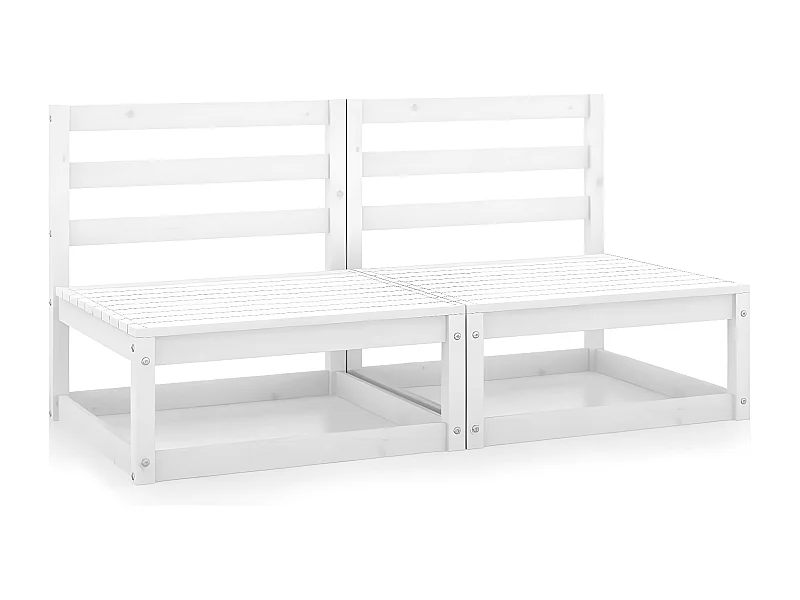 Canapés centraux de jardin 2 pièces Blanc Bois de pin massif