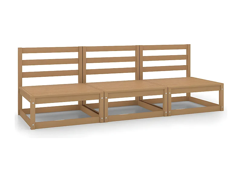 Canapés centraux de jardin 3 pièces Marron miel Bois de pin massif