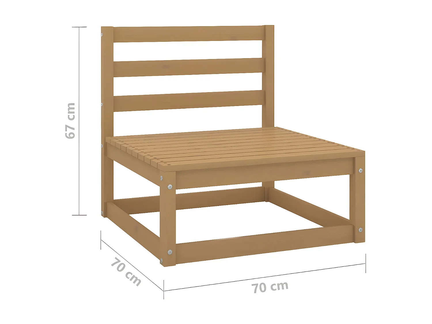 Canapés centraux de jardin 3 pièces Marron miel Bois de pin massif