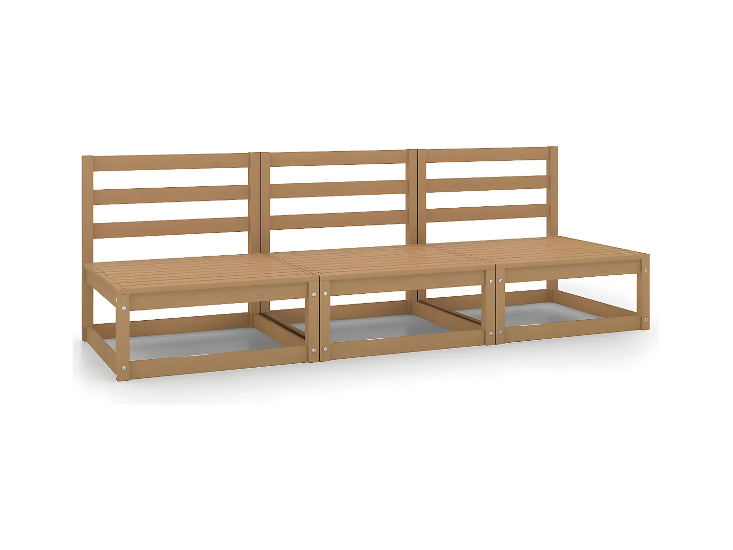 Canapés centraux de jardin 3 pièces Marron miel Bois de pin massif