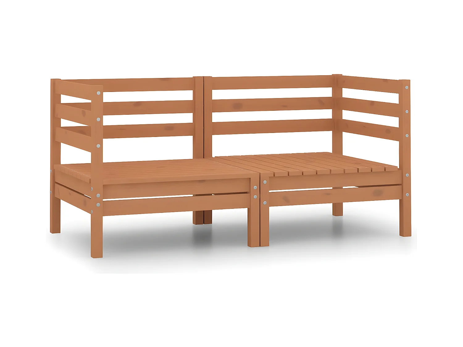 Canapés d'angle de jardin 2 pièces Marron miel Bois de pin massif