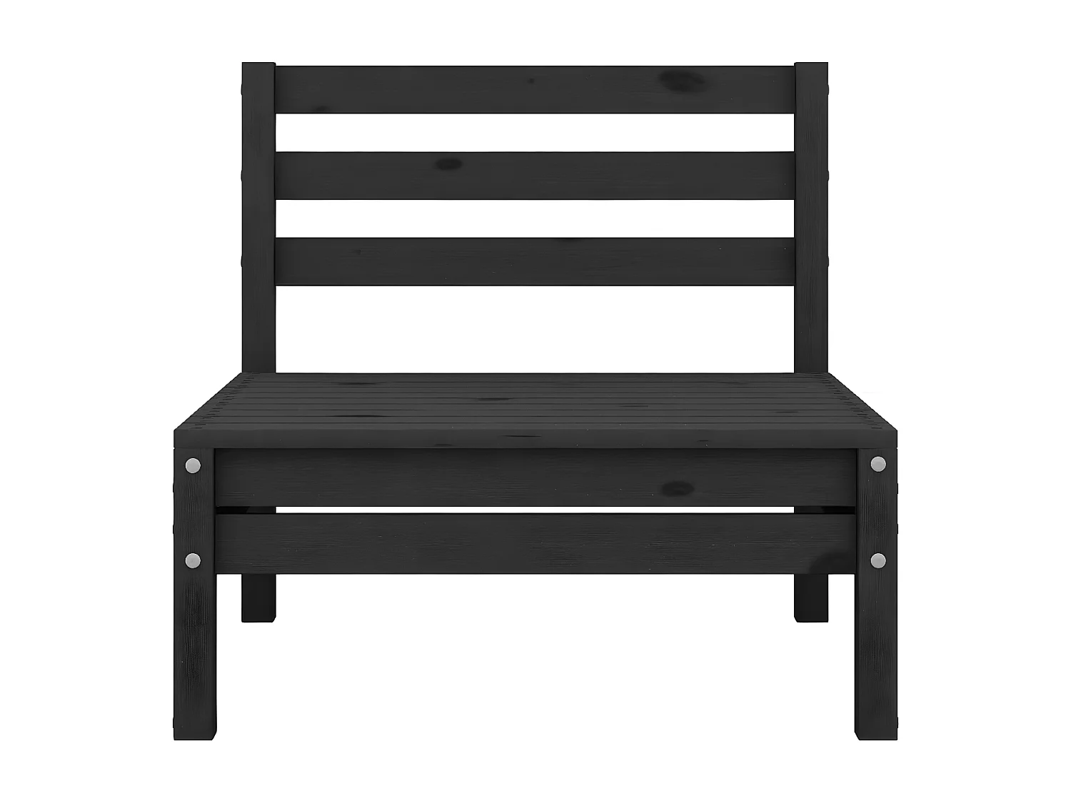 Canapé central de jardin Noir Bois de pin massif