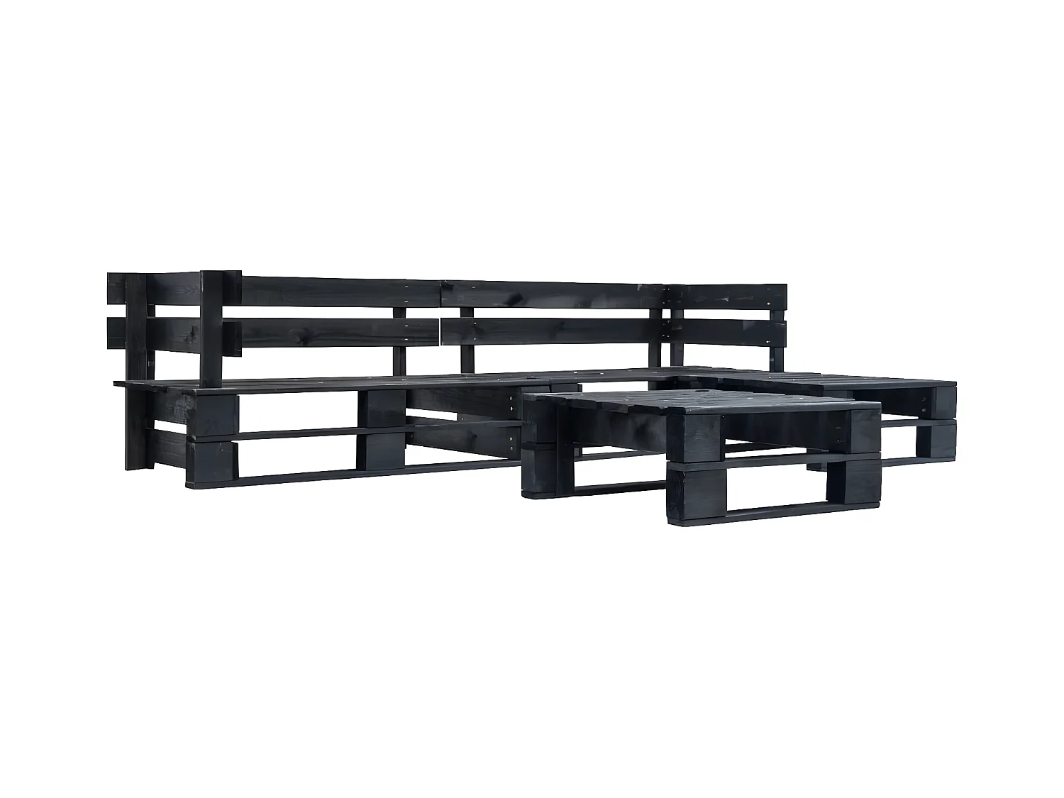 Canapés de jardin palette 4 pièces Noir Bois