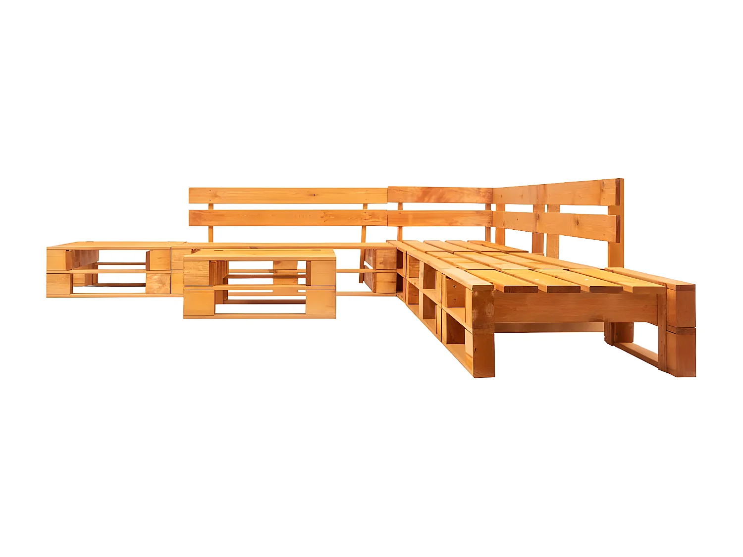 Set de muebles de palets de jardín 6 piezas madera marrón miel