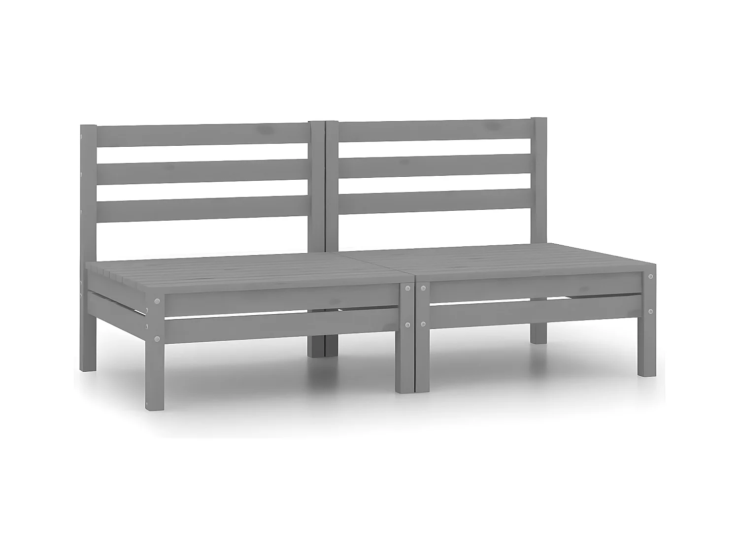 Canapés centraux de jardin 2 pièces Gris Bois de pin massif