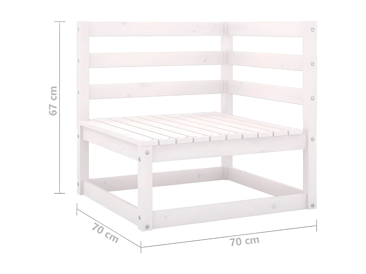 Canapé d'angle de jardin Blanc Bois de pin massif