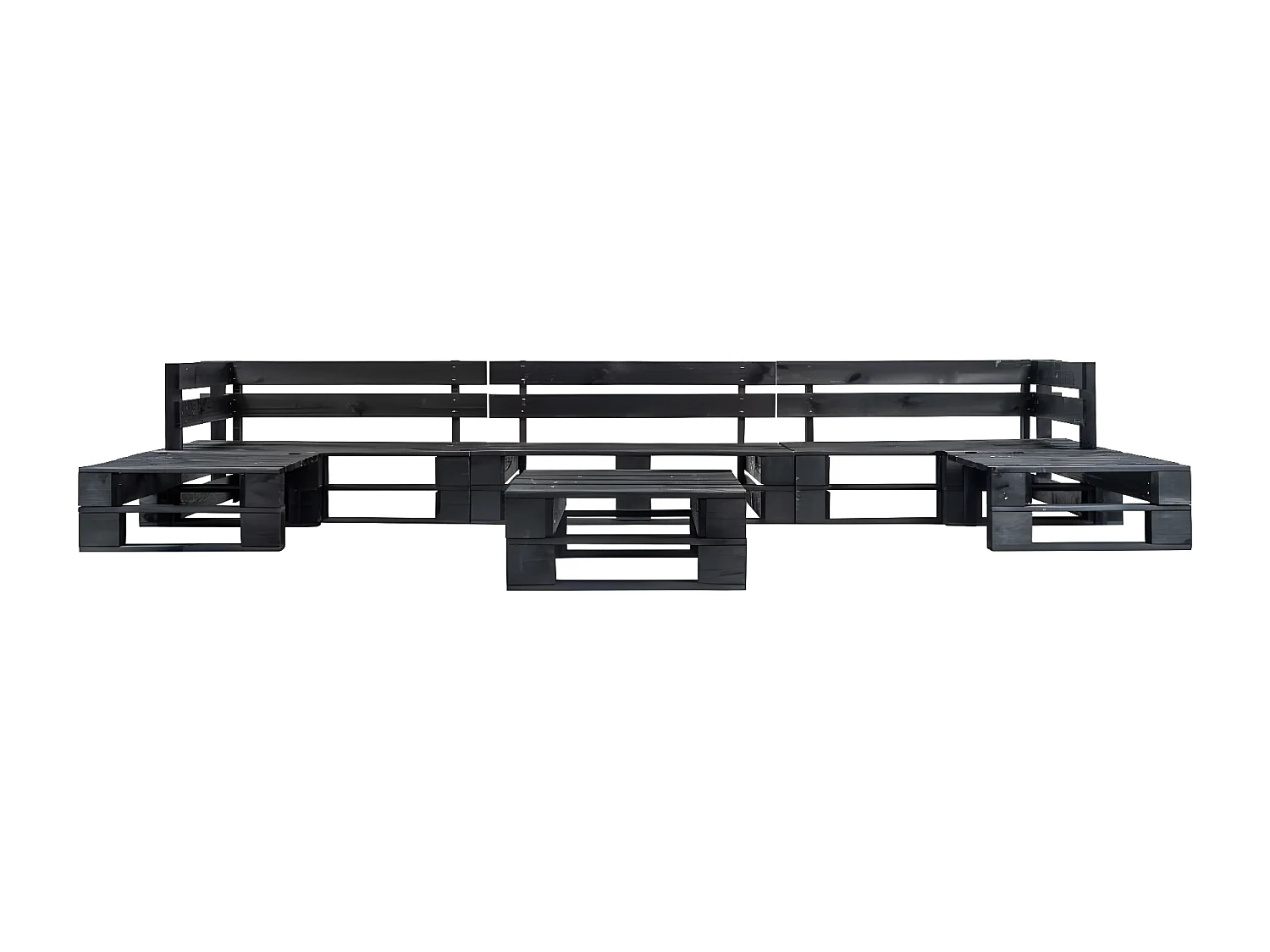 Canapés de jardin palette 6 pièces Noir Bois